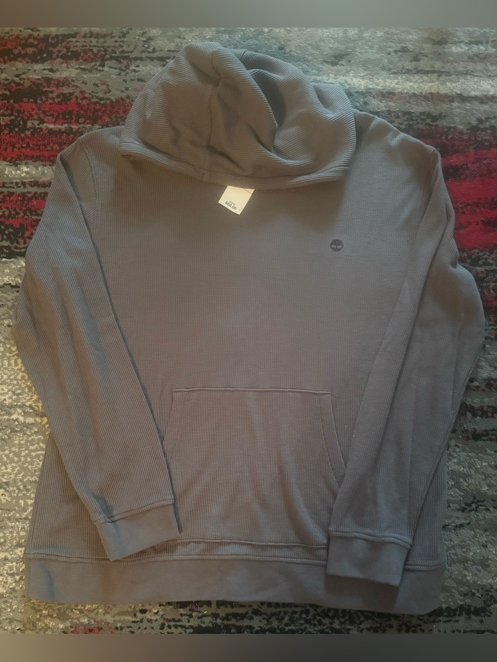 Timberland Men's Slate Gray Waffle-Knit Hooded Pullover